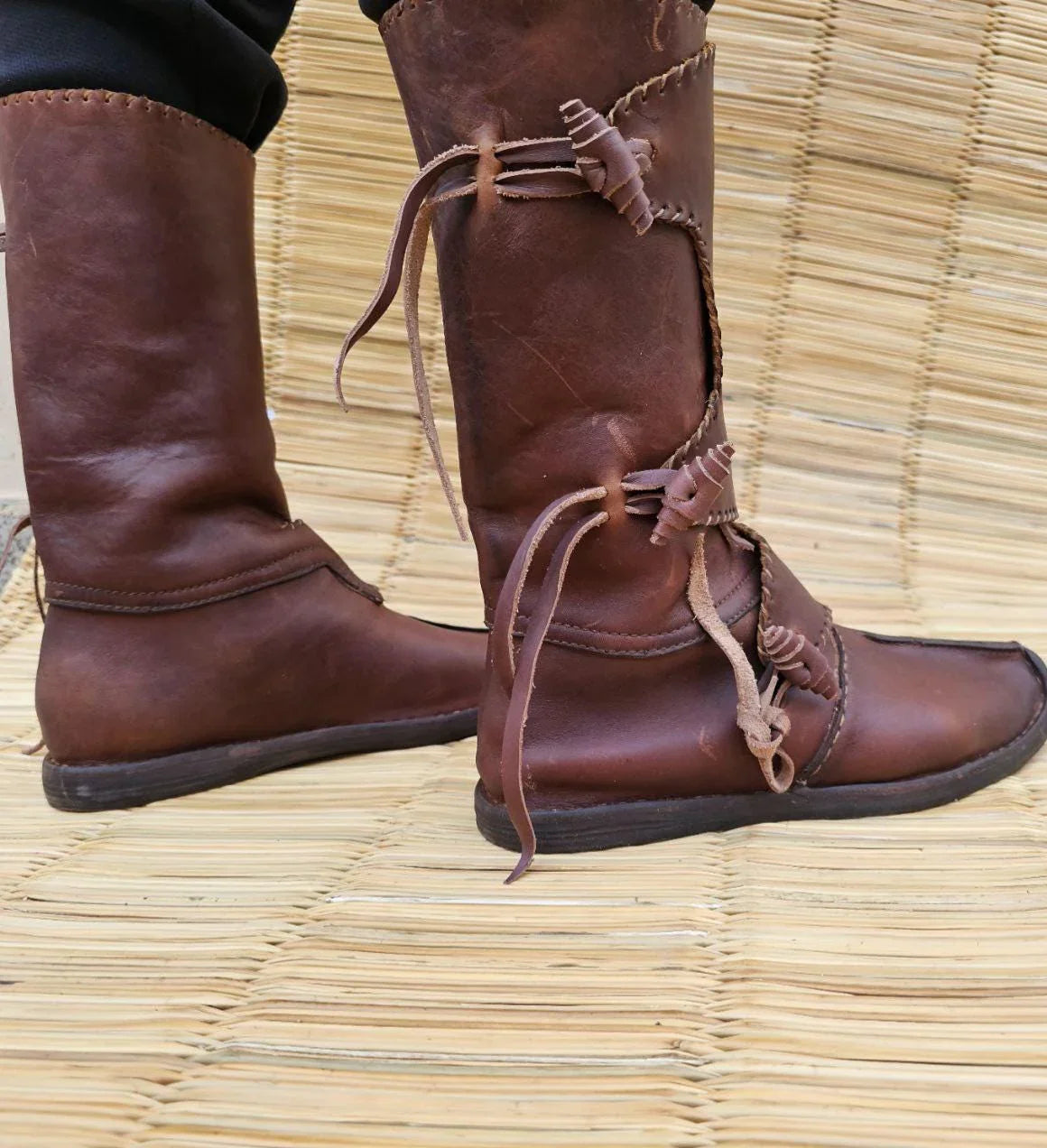 Handmade Leather Boots β Authentic Medieval Viking Boots Brown - AtlasMuseCrafts