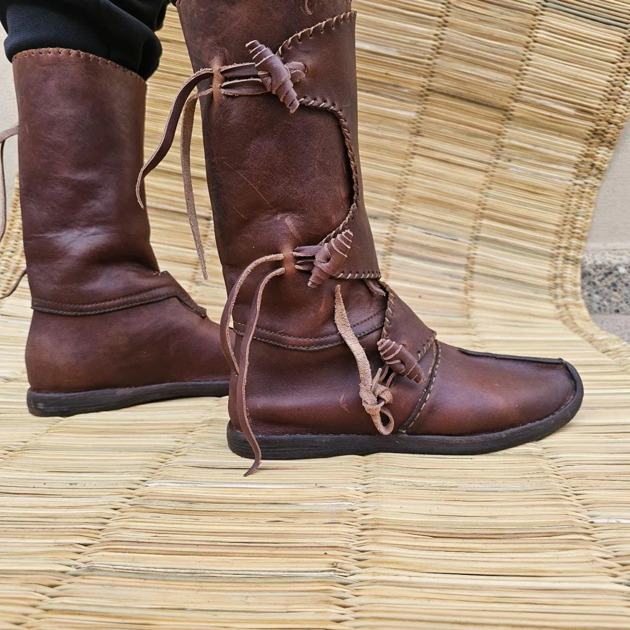 Handmade Leather Boots β Authentic Medieval Viking Boots Brown - AtlasMuseCrafts