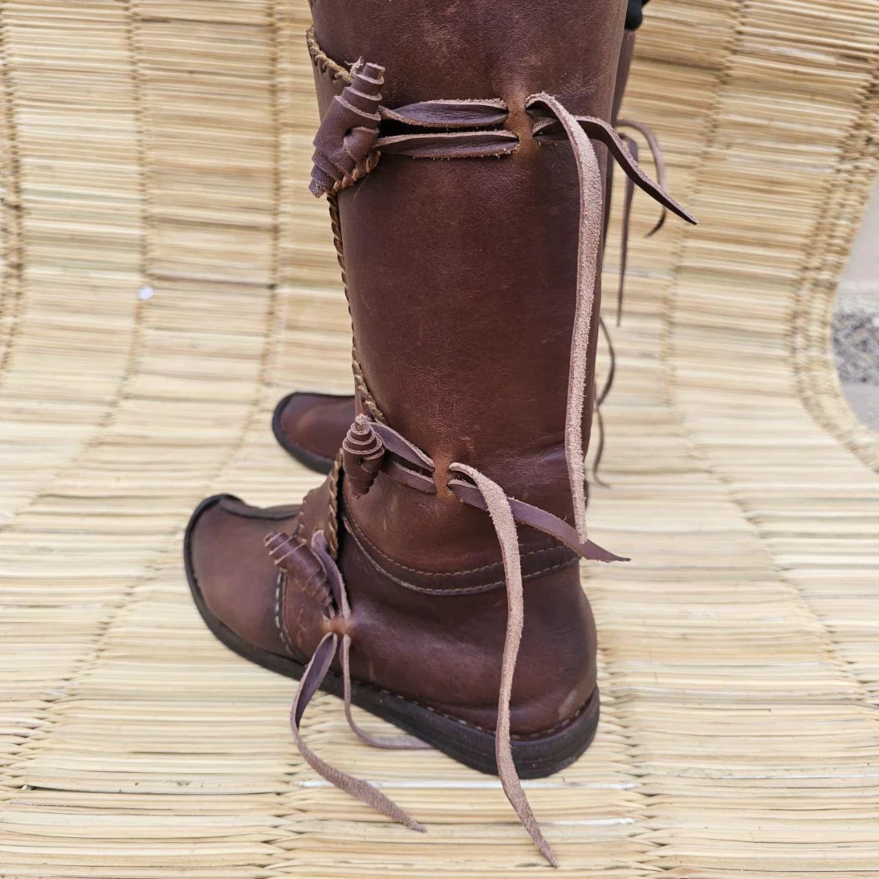 Handmade Leather Boots β Authentic Medieval Viking Boots Brown - AtlasMuseCrafts