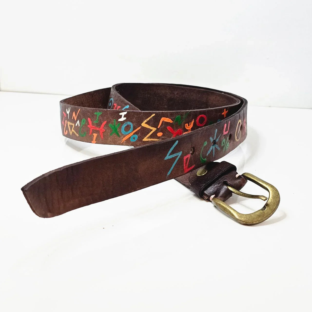 Hand-Painted Moroccan Leather Belts - AtlasMuseCrafts