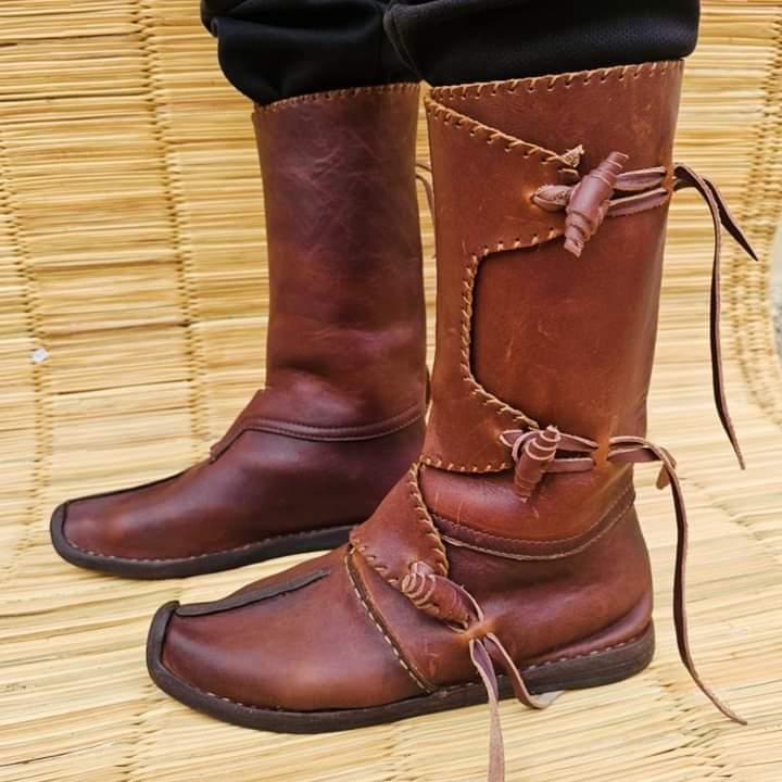 Handmade Leather Boots β Authentic Medieval Viking Boots Brown - AtlasMuseCrafts