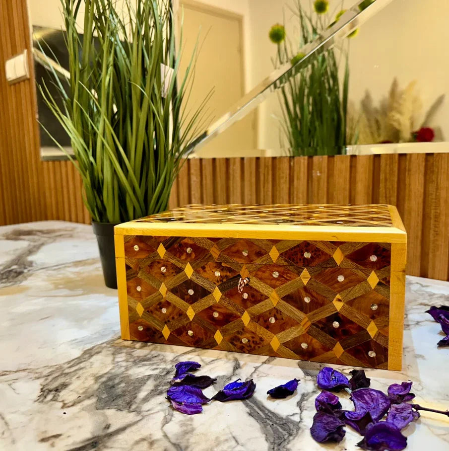 Lockable Box Jewelry Wood Box Organizer With Key - AtlasMuseCrafts