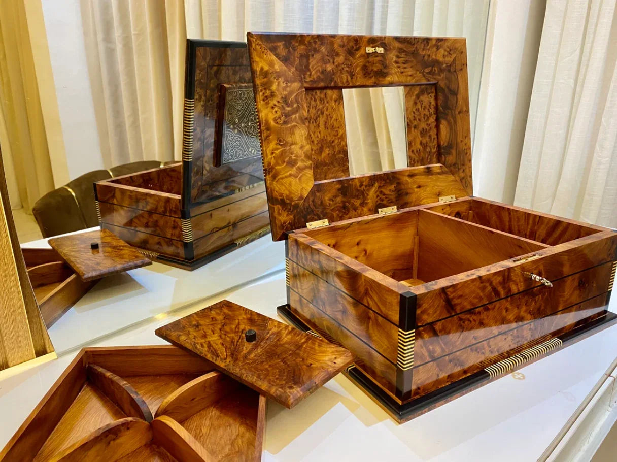 Large Jewellery Box lockable With Key - AtlasMuseCrafts