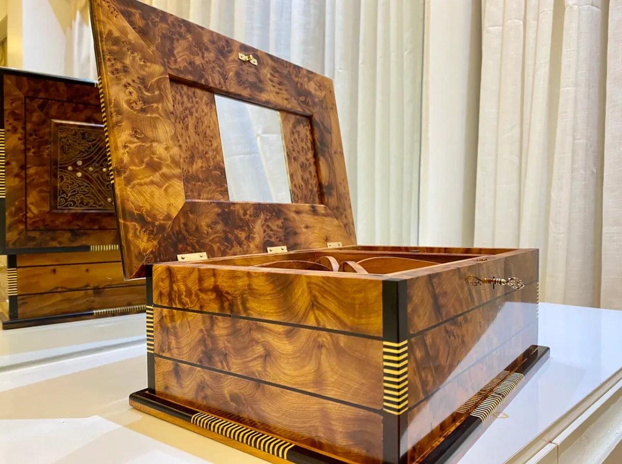 Large Jewellery Box lockable With Key - AtlasMuseCrafts