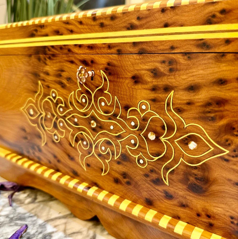 Vintage Wooden box with mirror inside With Key - AtlasMuseCrafts