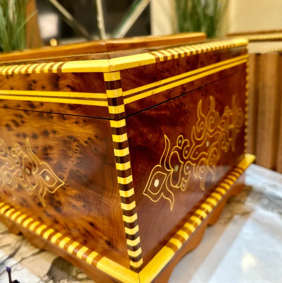 Vintage Wooden box with mirror inside With Key - AtlasMuseCrafts