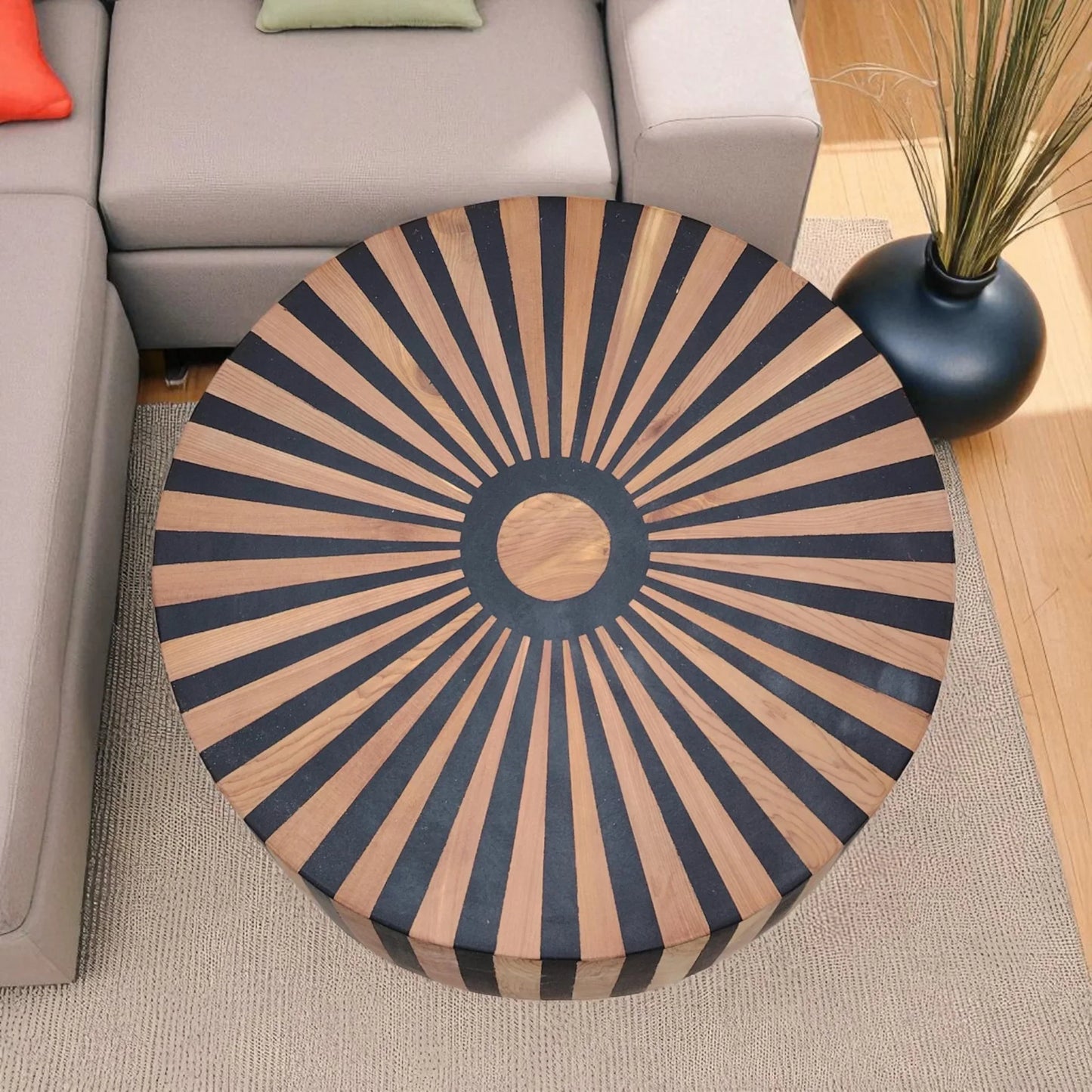 Barrel Resin Inlay Boho Accent Table