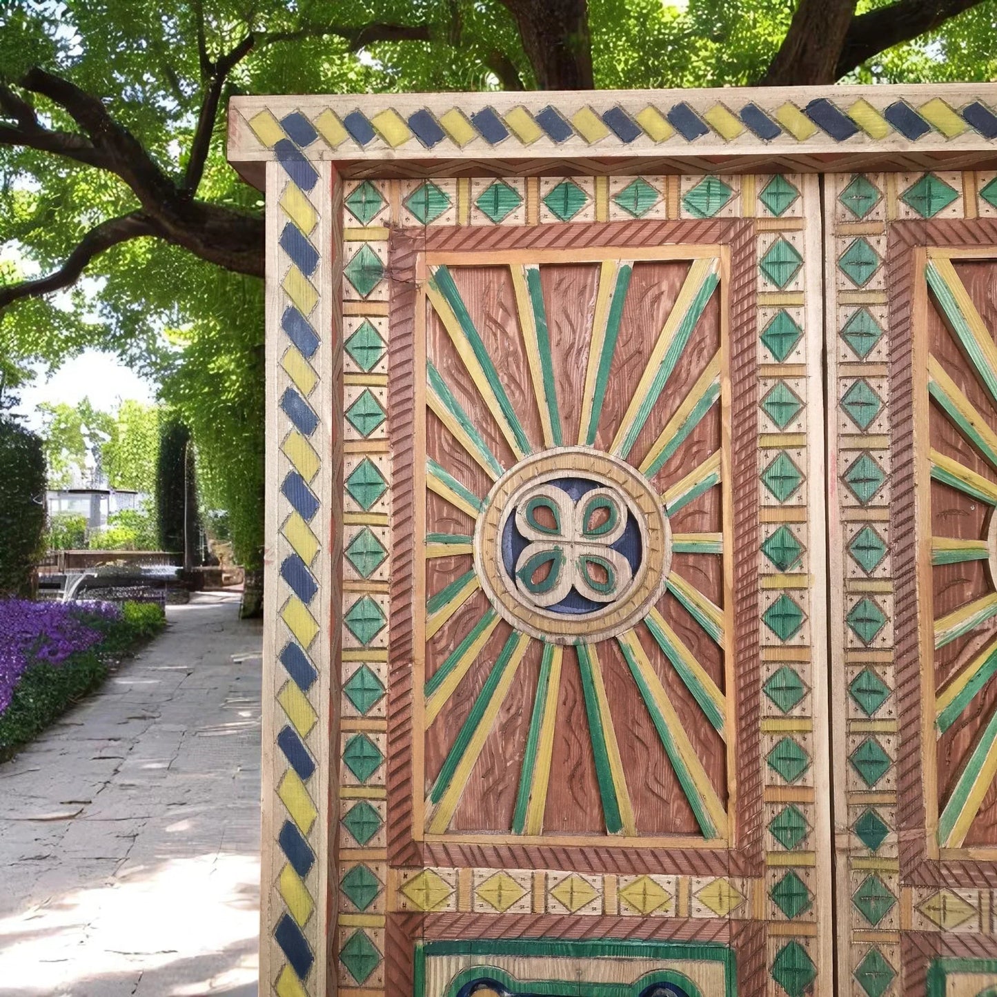 Vintage Door Antique Door Decor Multicolor Custom Size - AtlasMuseCrafts