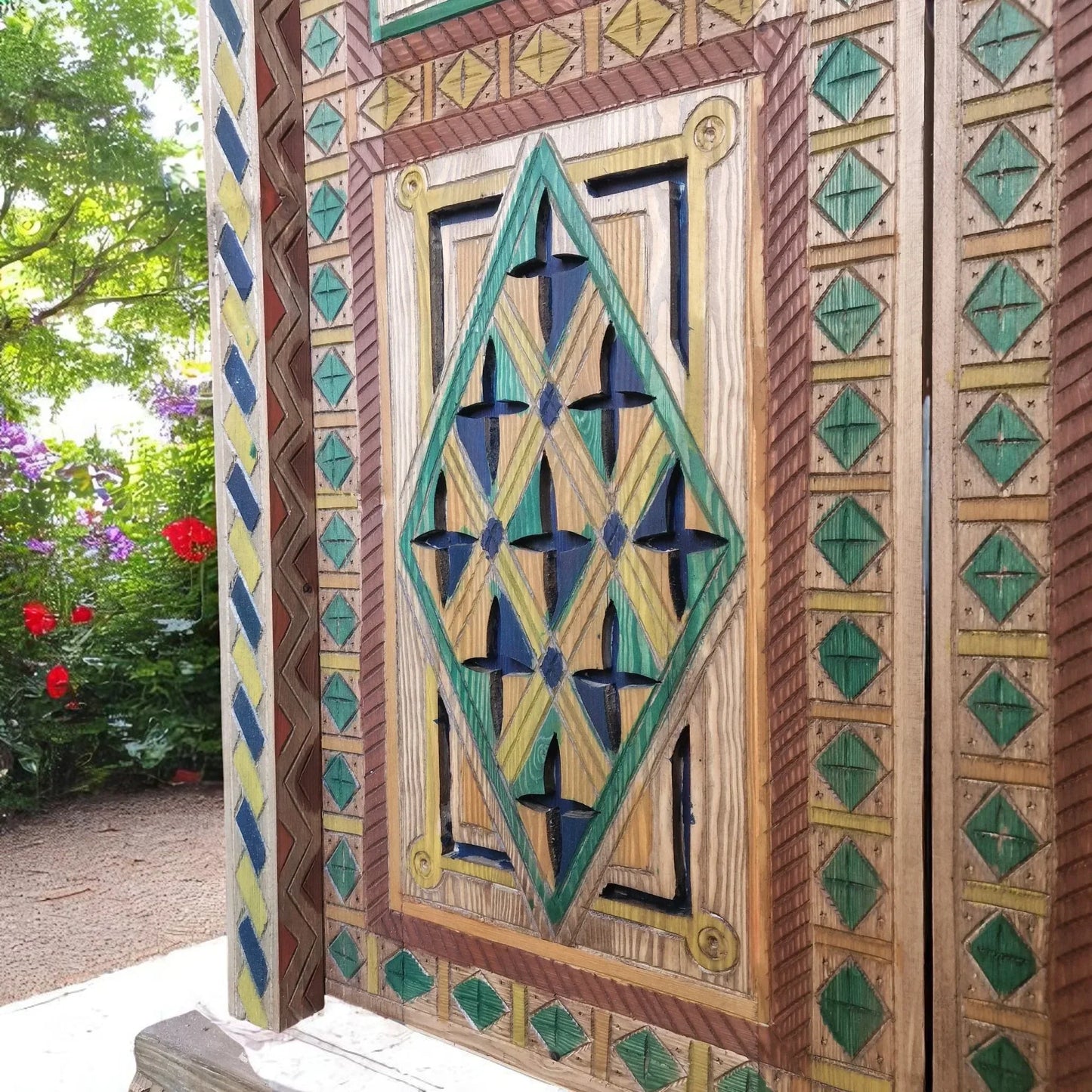 Vintage Door Antique Door Decor Multicolor Custom Size - AtlasMuseCrafts