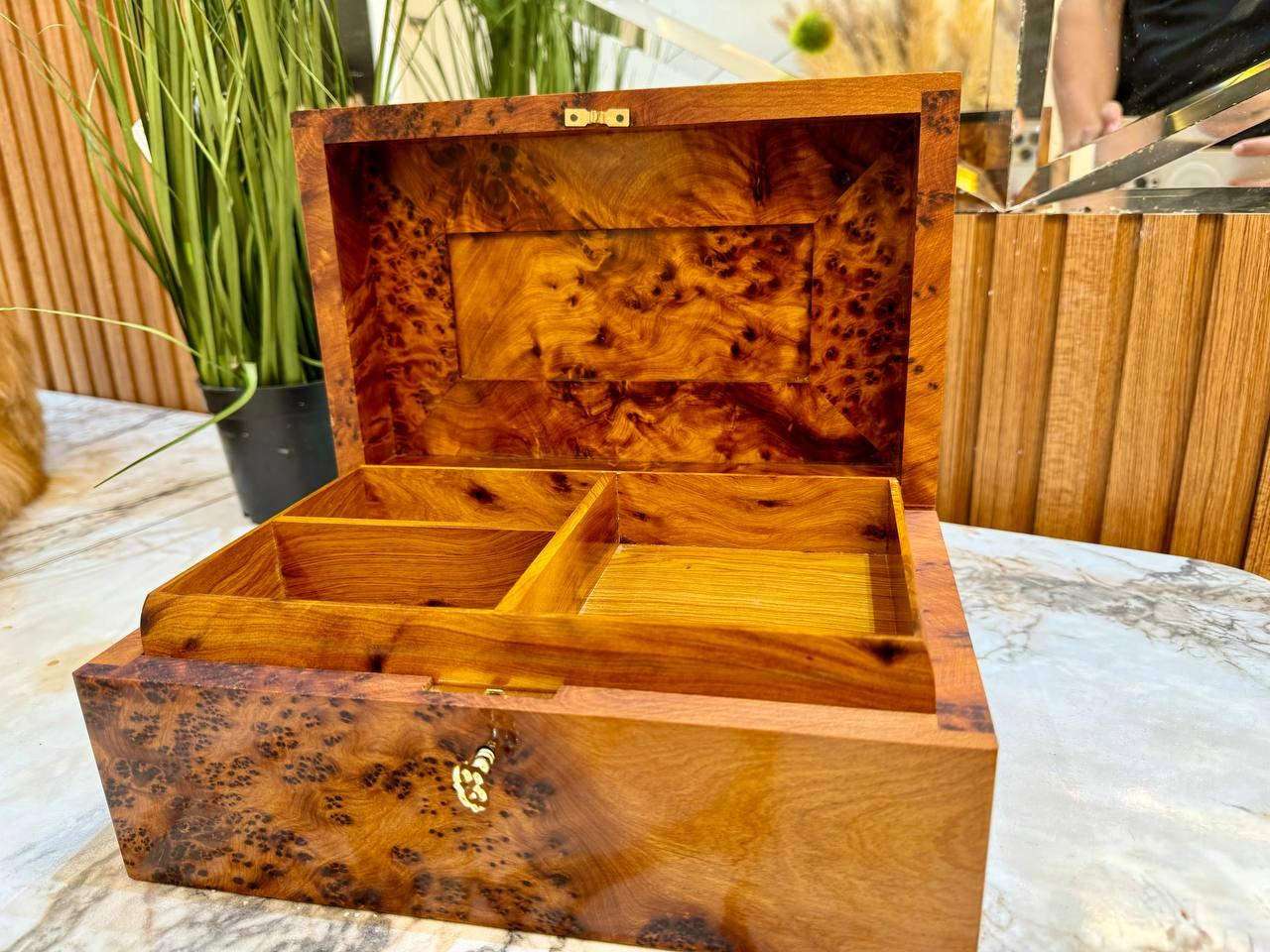 Lockable Moroccan Thuya Wood Jewelry Box - AtlasMuseCrafts