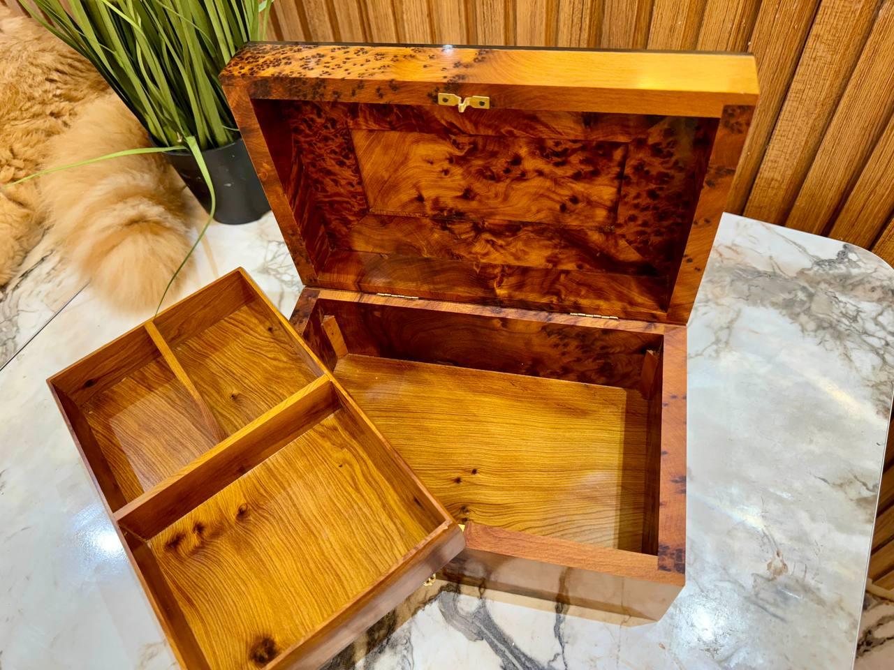 Lockable Moroccan Thuya Wood Jewelry Box - AtlasMuseCrafts