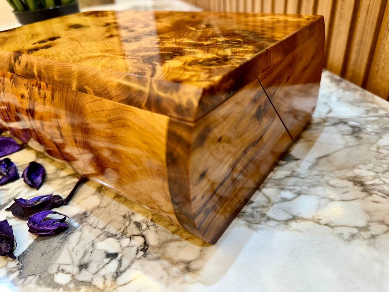 Moroccan Thuya Burl Jewelry Box Handmade Organizer Gift - AtlasMuseCrafts