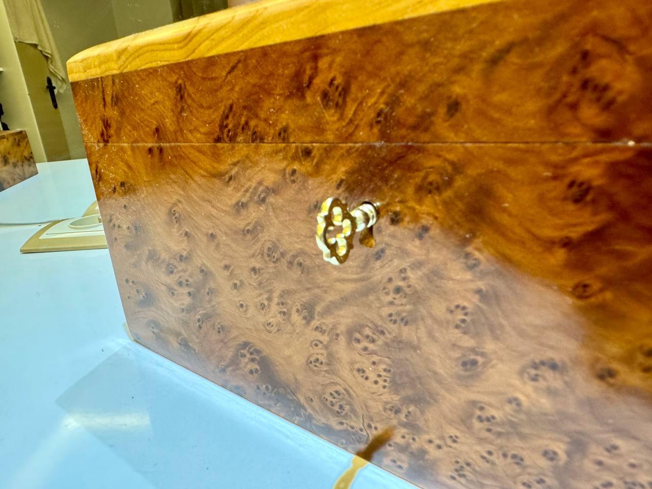 Wood Box lockable thuya wooden Box organizer with Key - AtlasMuseCrafts