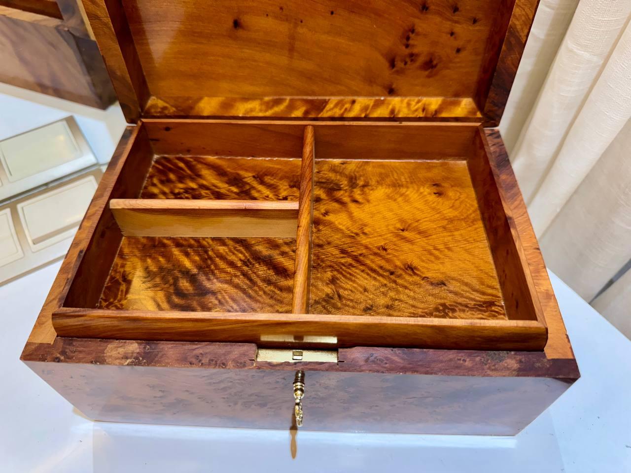 Wood Box lockable thuya wooden Box organizer with Key - AtlasMuseCrafts