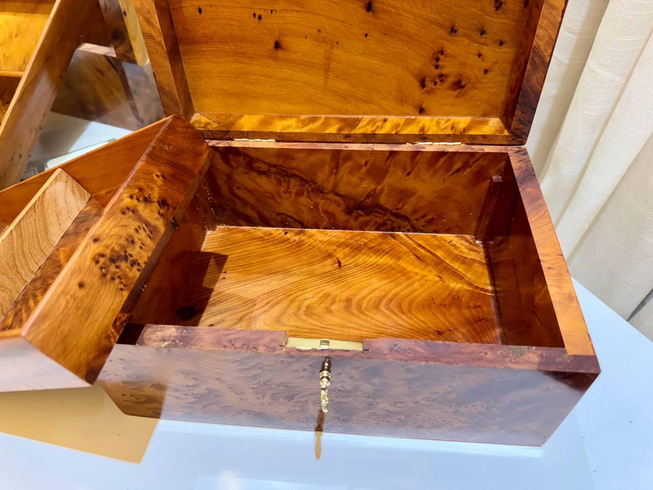 Wood Box lockable thuya wooden Box organizer with Key - AtlasMuseCrafts