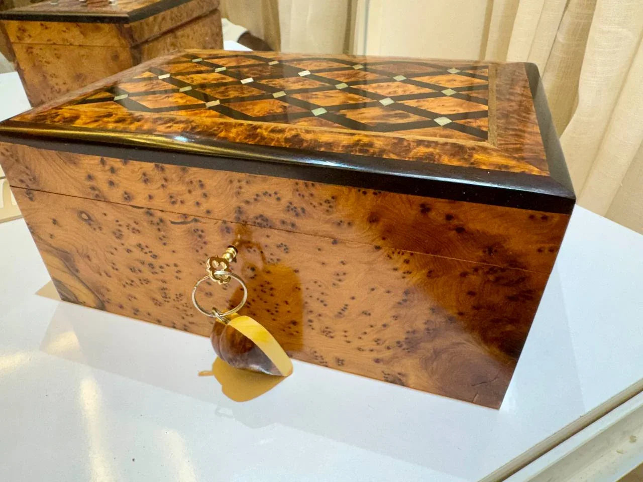 Wooden Box Organizer With Key - AtlasMuseCrafts