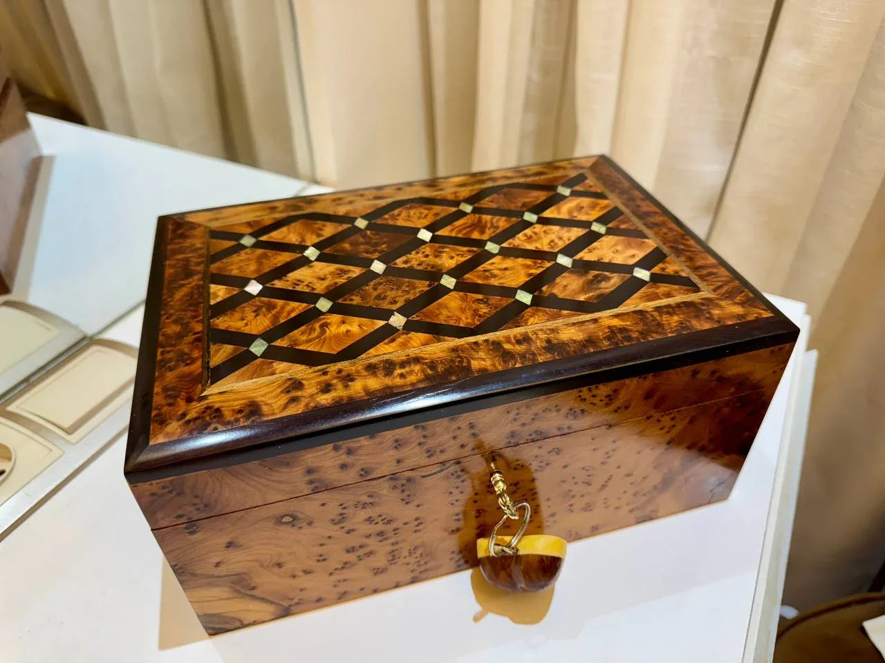 Wooden Box Organizer With Key - AtlasMuseCrafts