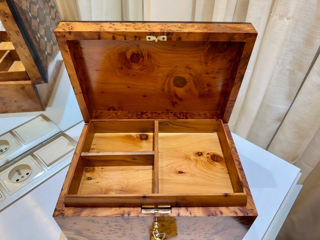 Wooden Box Organizer With Key - AtlasMuseCrafts
