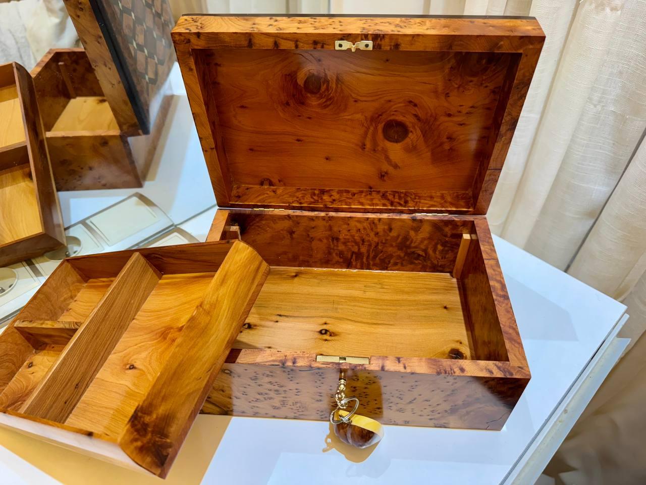 Wooden Box Organizer With Key - AtlasMuseCrafts