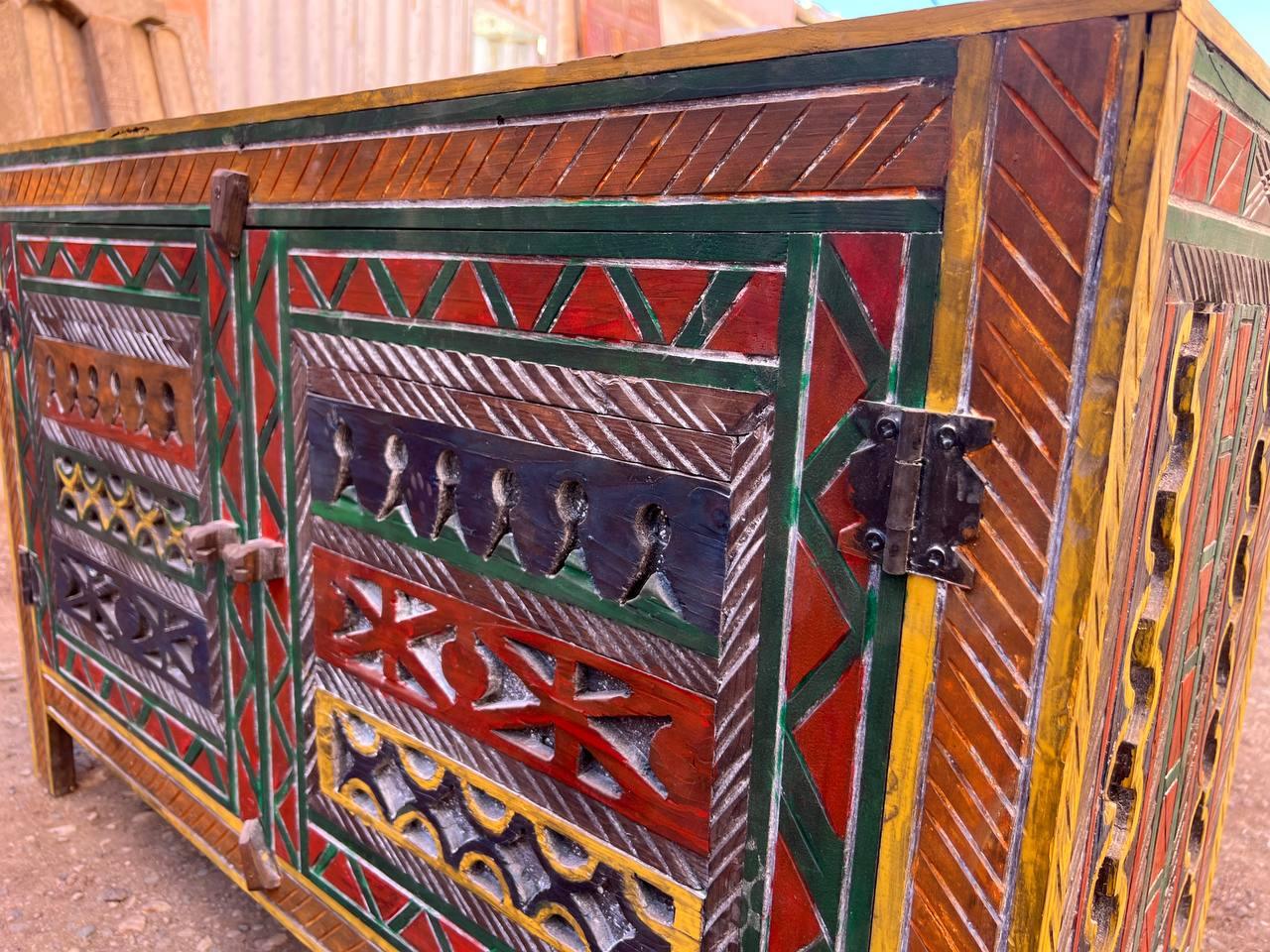 Custom Moroccan Wood Cabinet β Handmade Rustic Boho Storage Chest - AtlasMuseCrafts