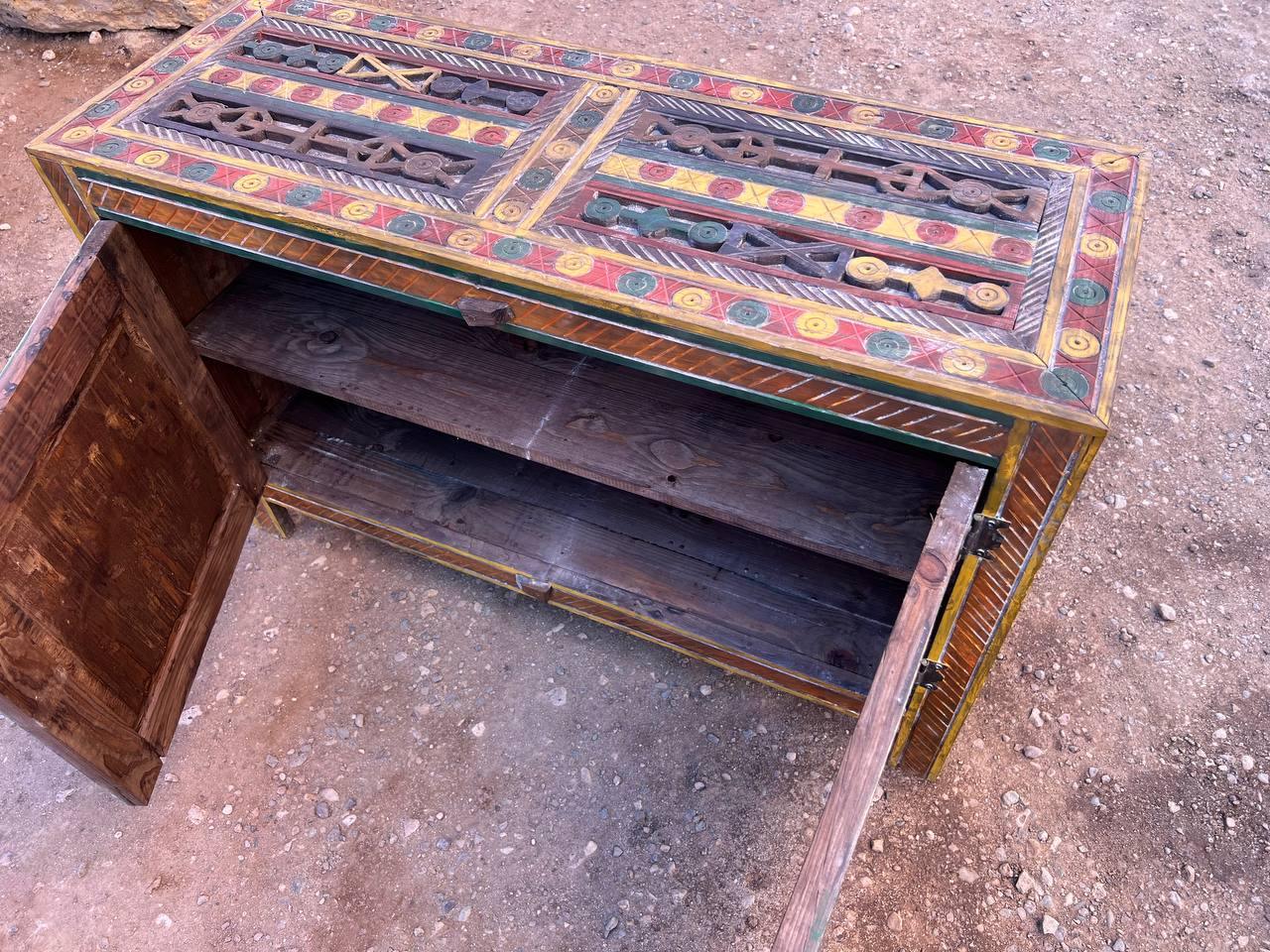Custom Moroccan Wood Cabinet β Handmade Rustic Boho Storage Chest - AtlasMuseCrafts