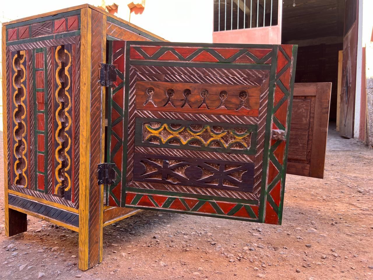 Custom Moroccan Wood Cabinet β Handmade Rustic Boho Storage Chest - AtlasMuseCrafts
