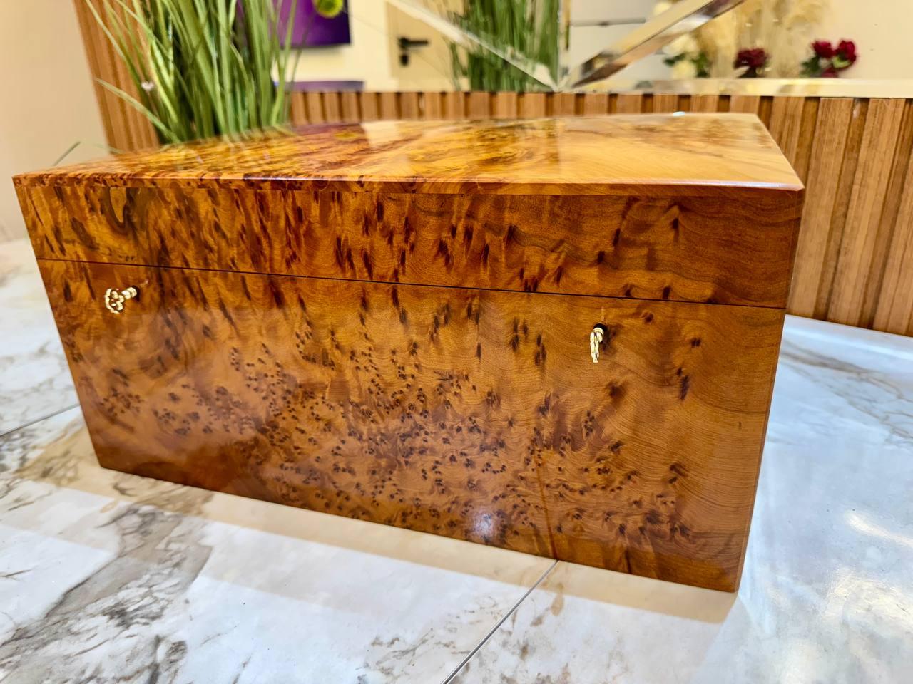 Moroccan Burl Thuya Jewelry Box β Large Lockable Organizer - AtlasMuseCrafts