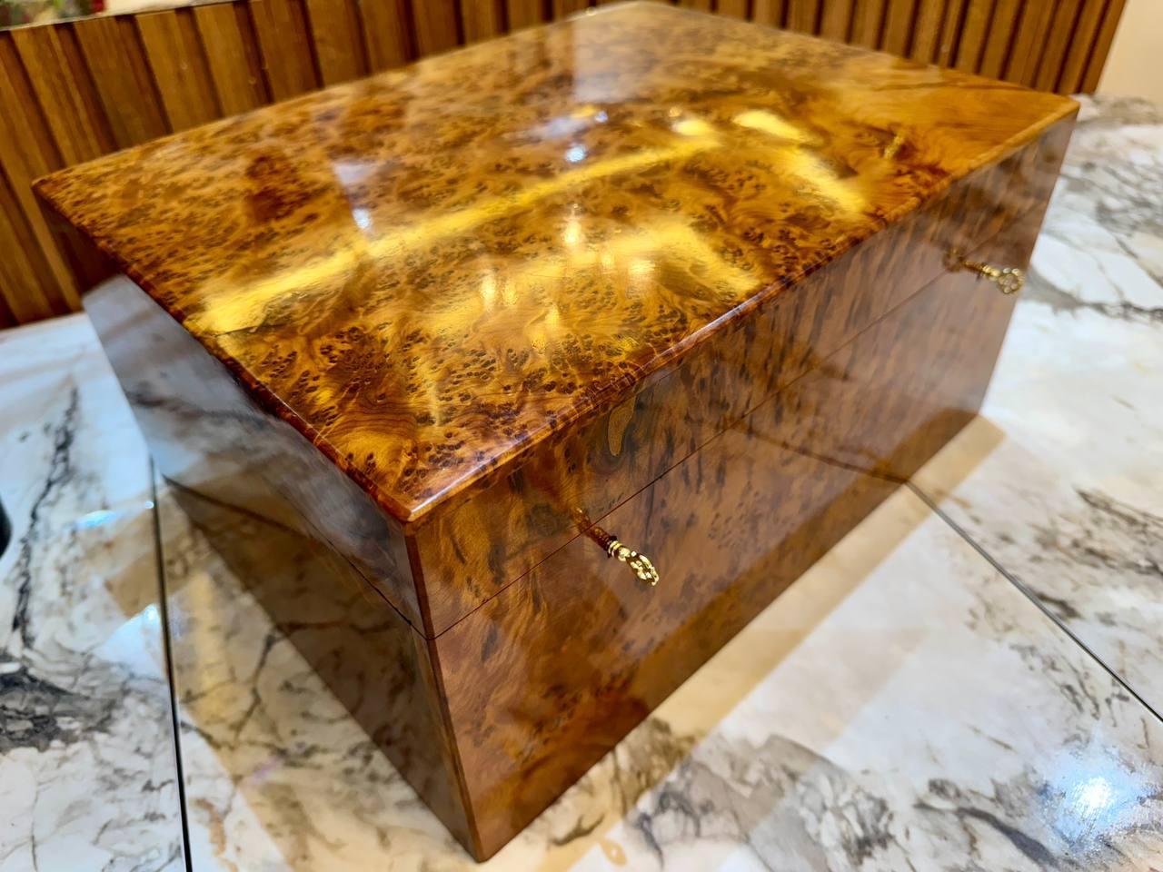 Moroccan Burl Thuya Jewelry Box β Large Lockable Organizer - AtlasMuseCrafts