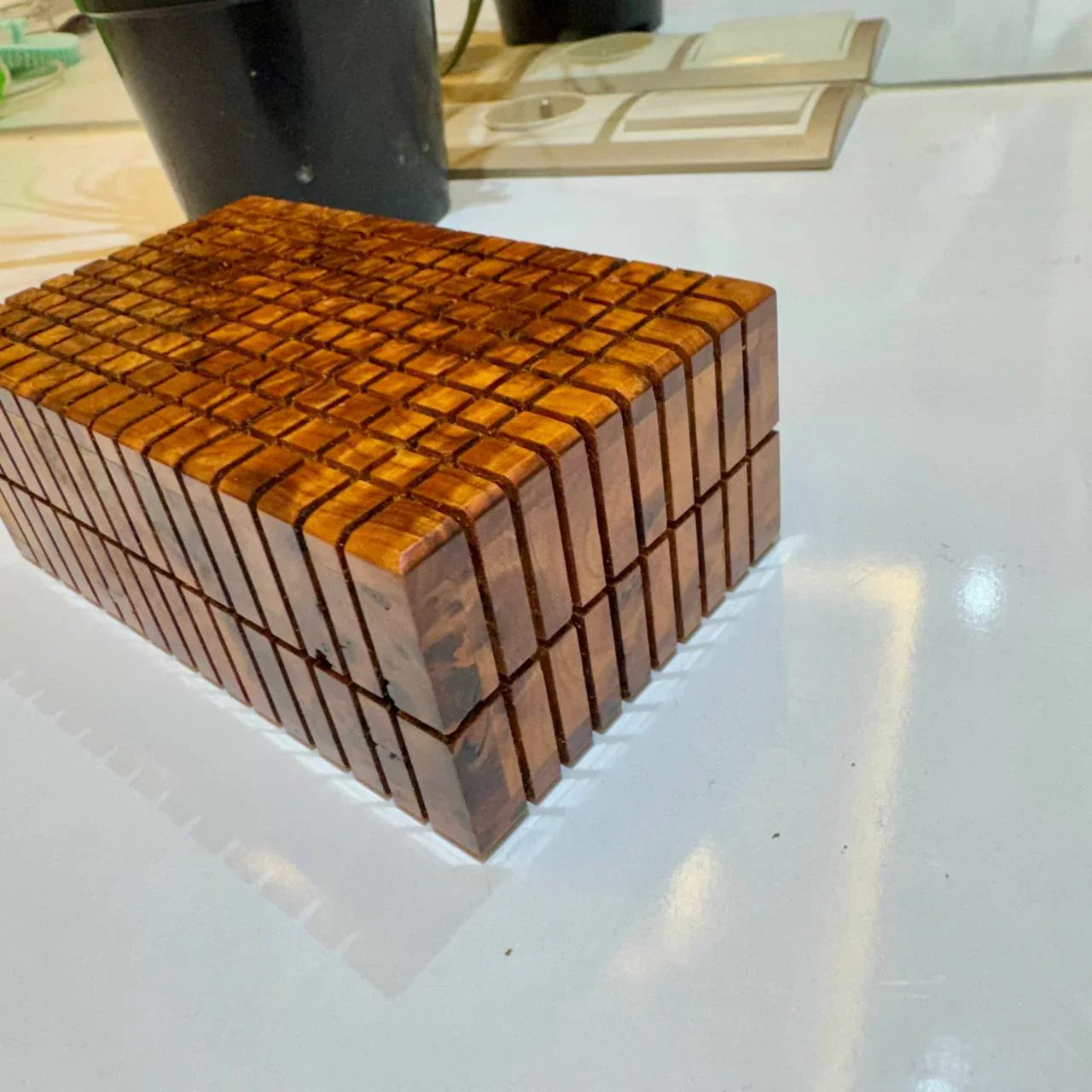 Handcrafted Thuya Secret Puzzle Box – Hidden Keyhole Keepsake Box - AtlasMuseCrafts