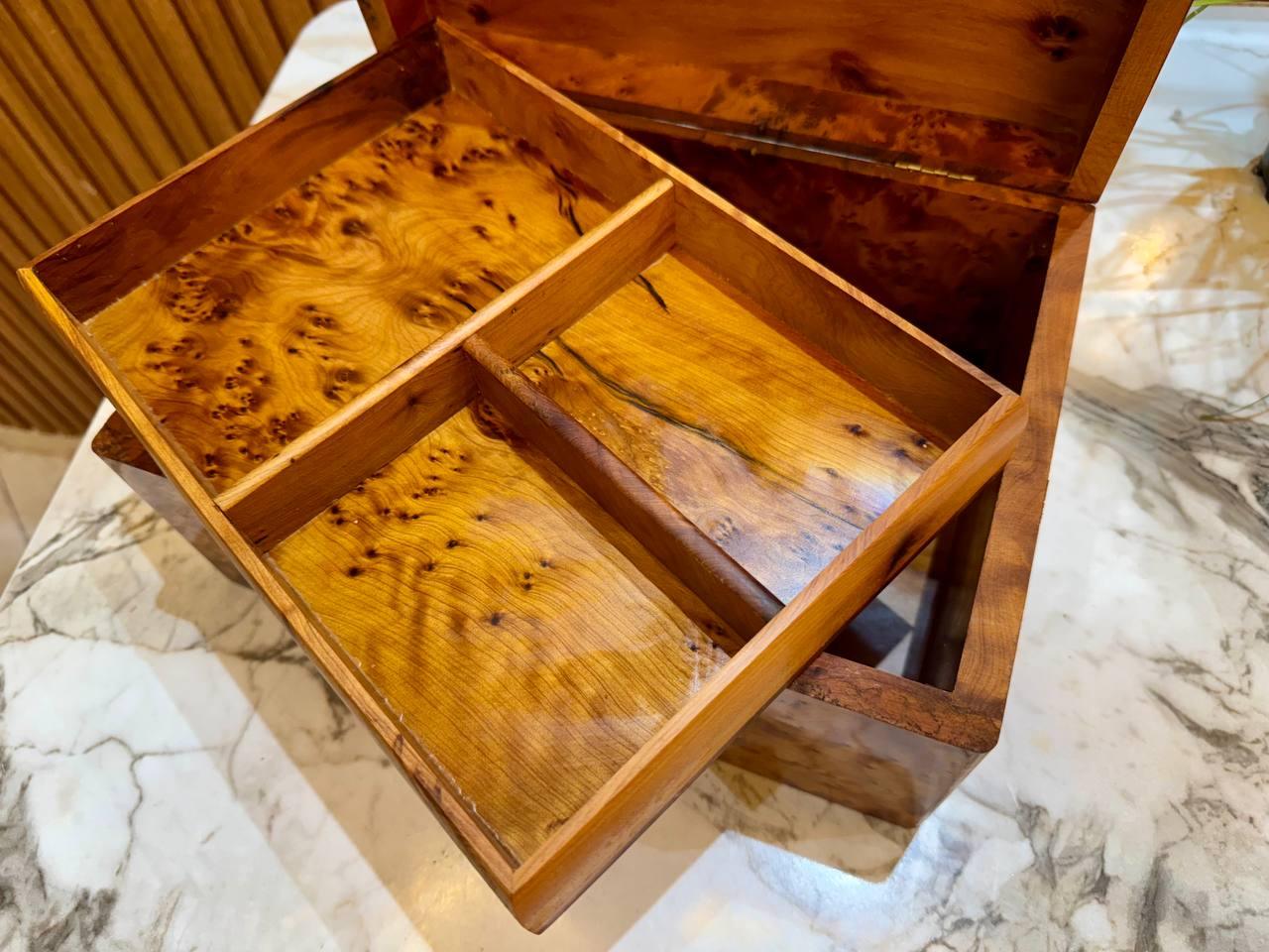 Large Moroccan Thuya Jewelry Box Lockable Organizer with Key - AtlasMuseCrafts