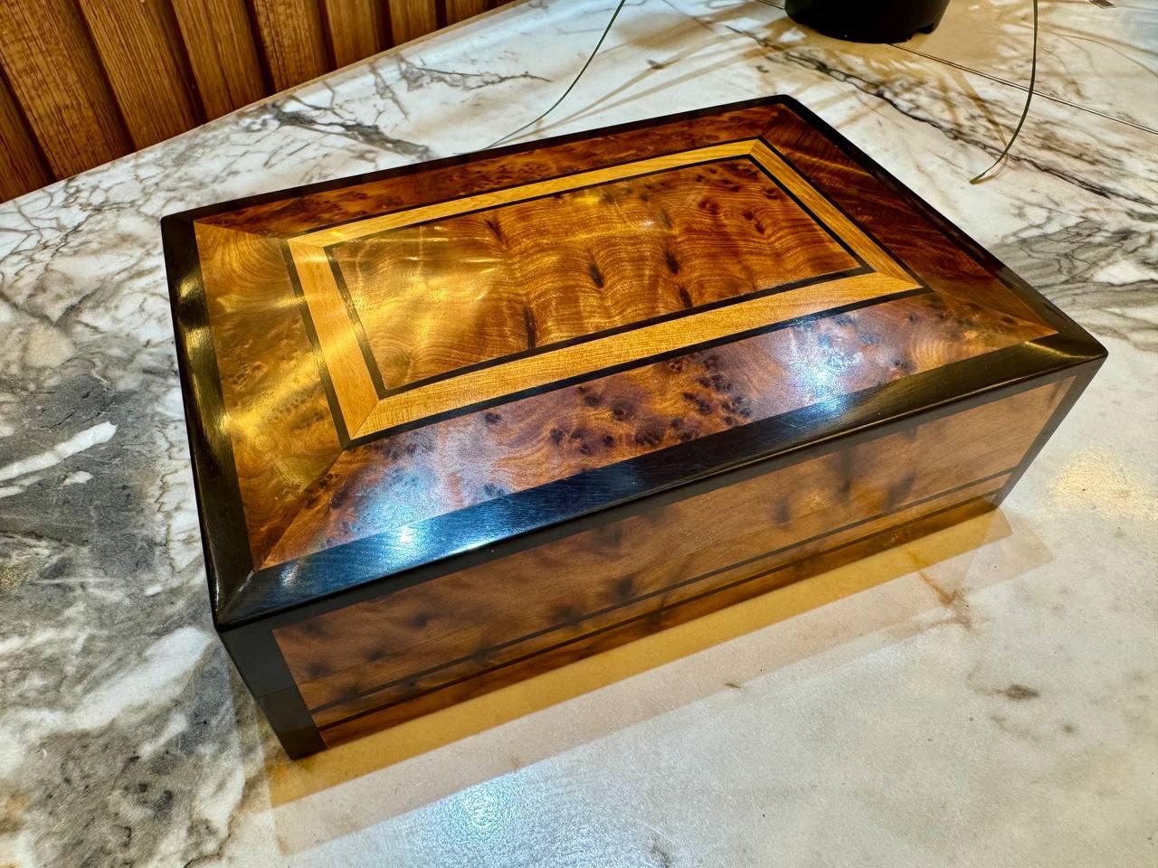 Moroccan Jewellery Box Lockable Thuya Wooden Burl Organizer - AtlasMuseCrafts