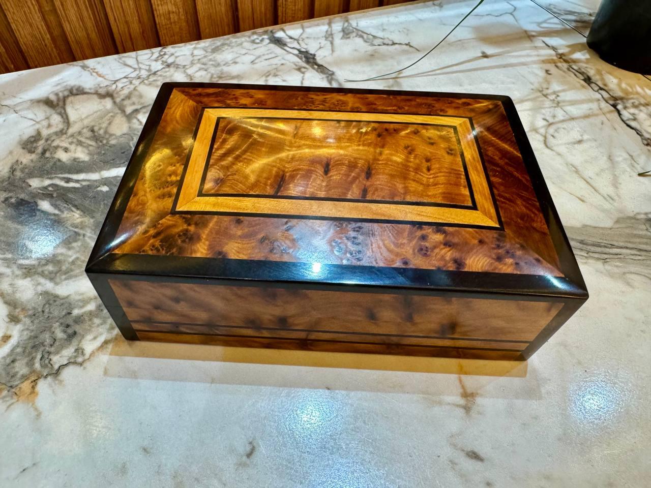 Moroccan Jewellery Box Lockable Thuya Wooden Burl Organizer - AtlasMuseCrafts