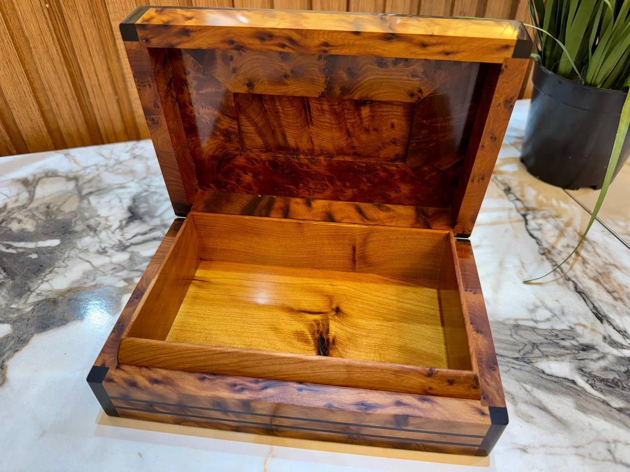 Moroccan Jewellery Box Lockable Thuya Wooden Burl Organizer - AtlasMuseCrafts
