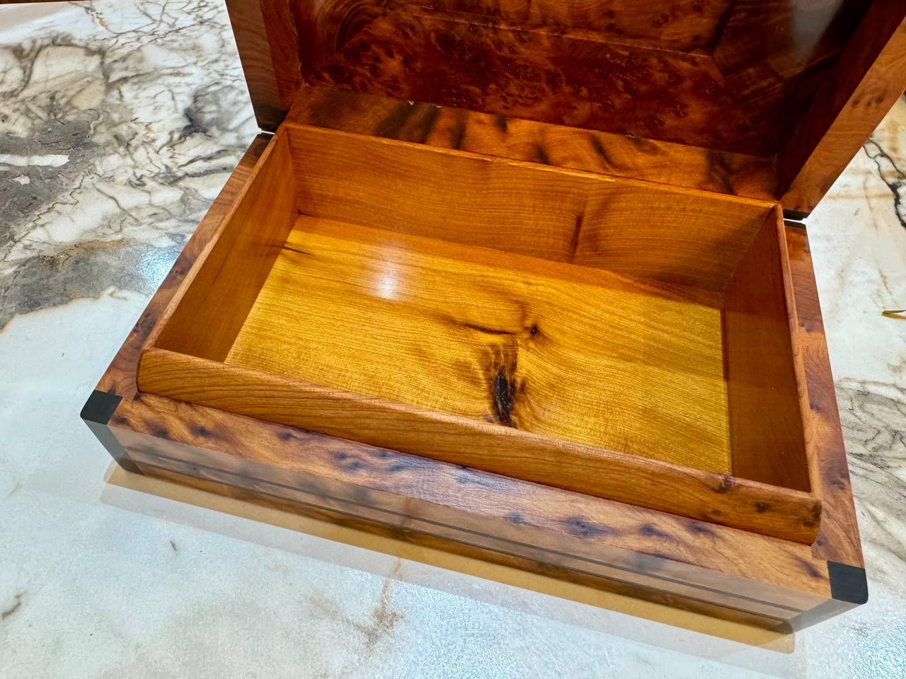Moroccan Jewellery Box Lockable Thuya Wooden Burl Organizer - AtlasMuseCrafts