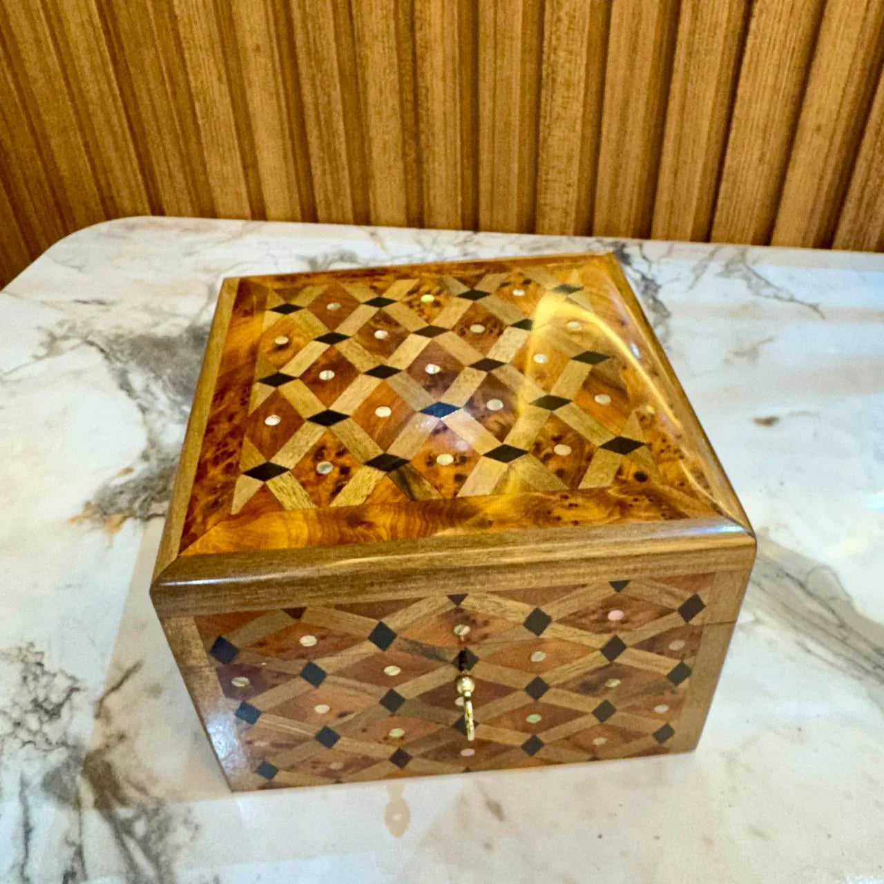 Luxury Wooden Box Organizer With Key - AtlasMuseCrafts