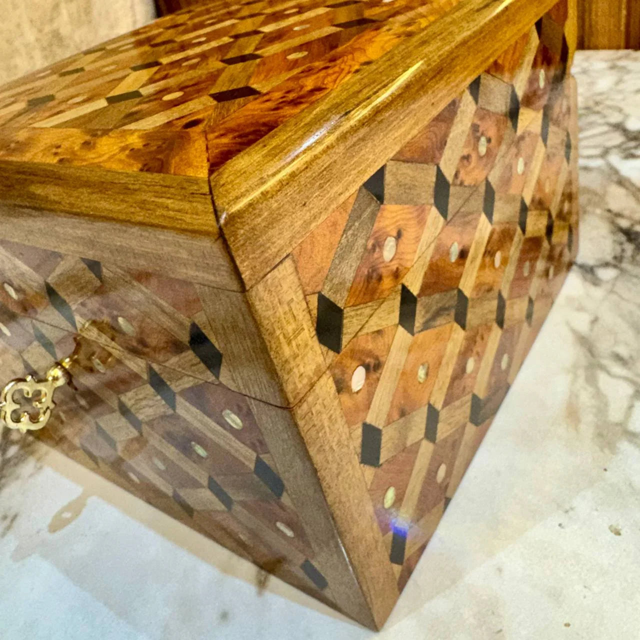 Luxury Wooden Box Organizer With Key - AtlasMuseCrafts