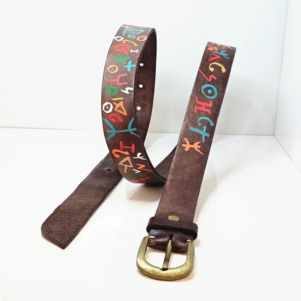 Hand-Painted Moroccan Leather Belts - AtlasMuseCrafts