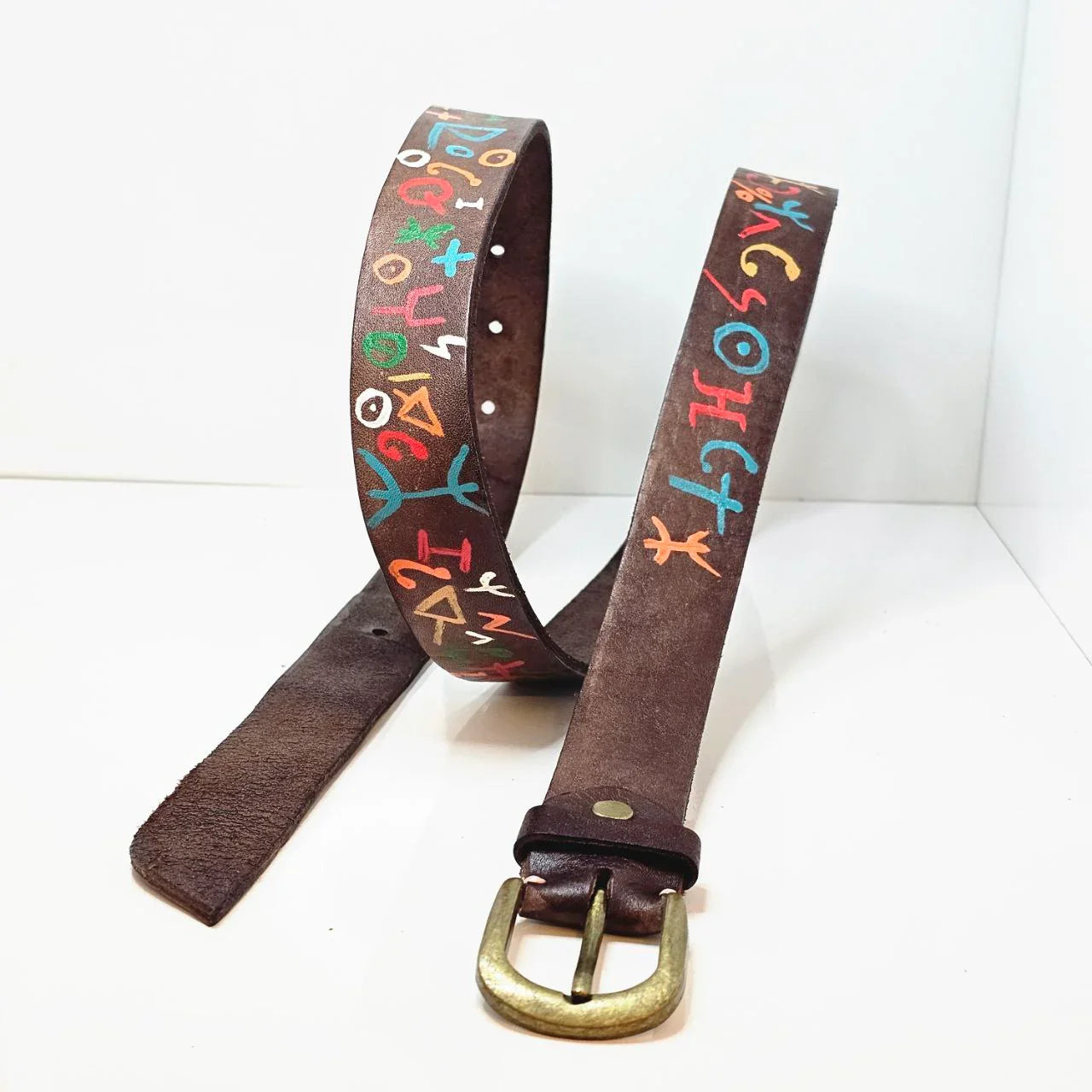 Hand-Painted Moroccan Leather Belts - AtlasMuseCrafts