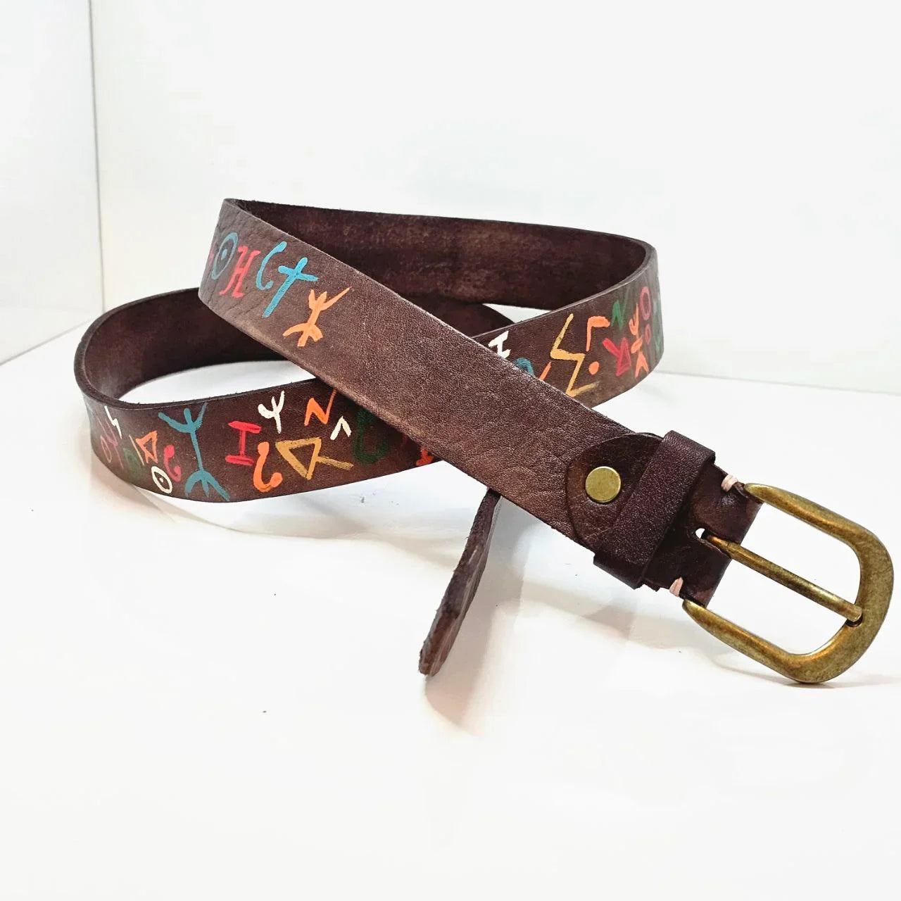 Hand-Painted Moroccan Leather Belts - AtlasMuseCrafts