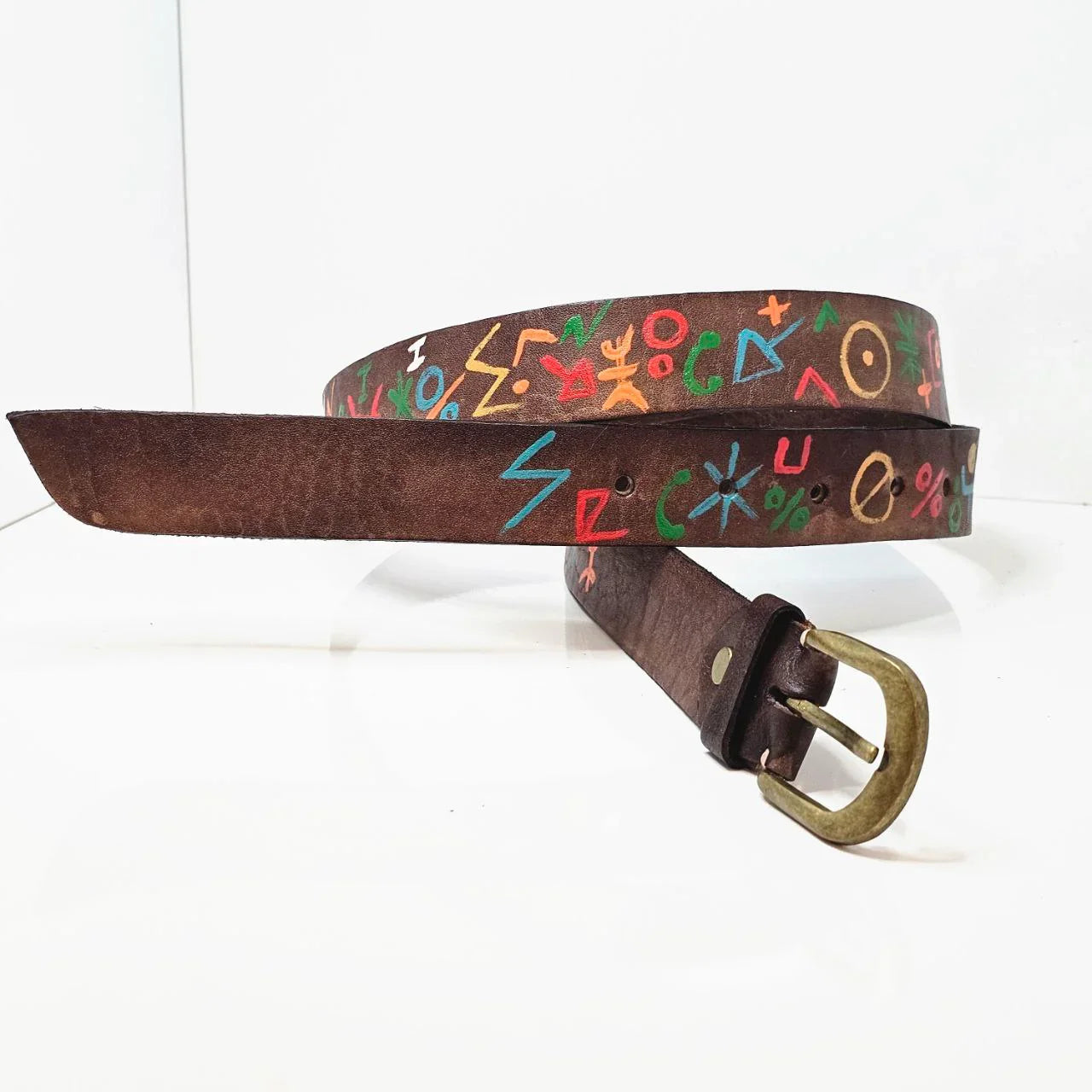 Hand-Painted Moroccan Leather Belts - AtlasMuseCrafts
