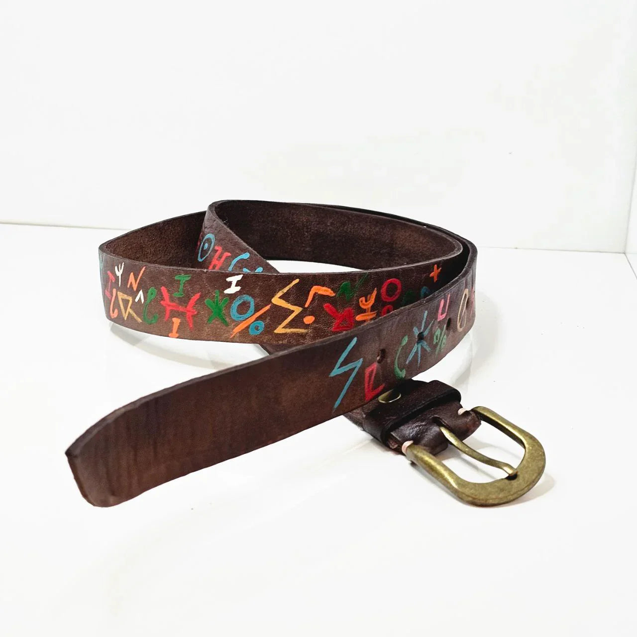 Hand-Painted Moroccan Leather Belts - AtlasMuseCrafts