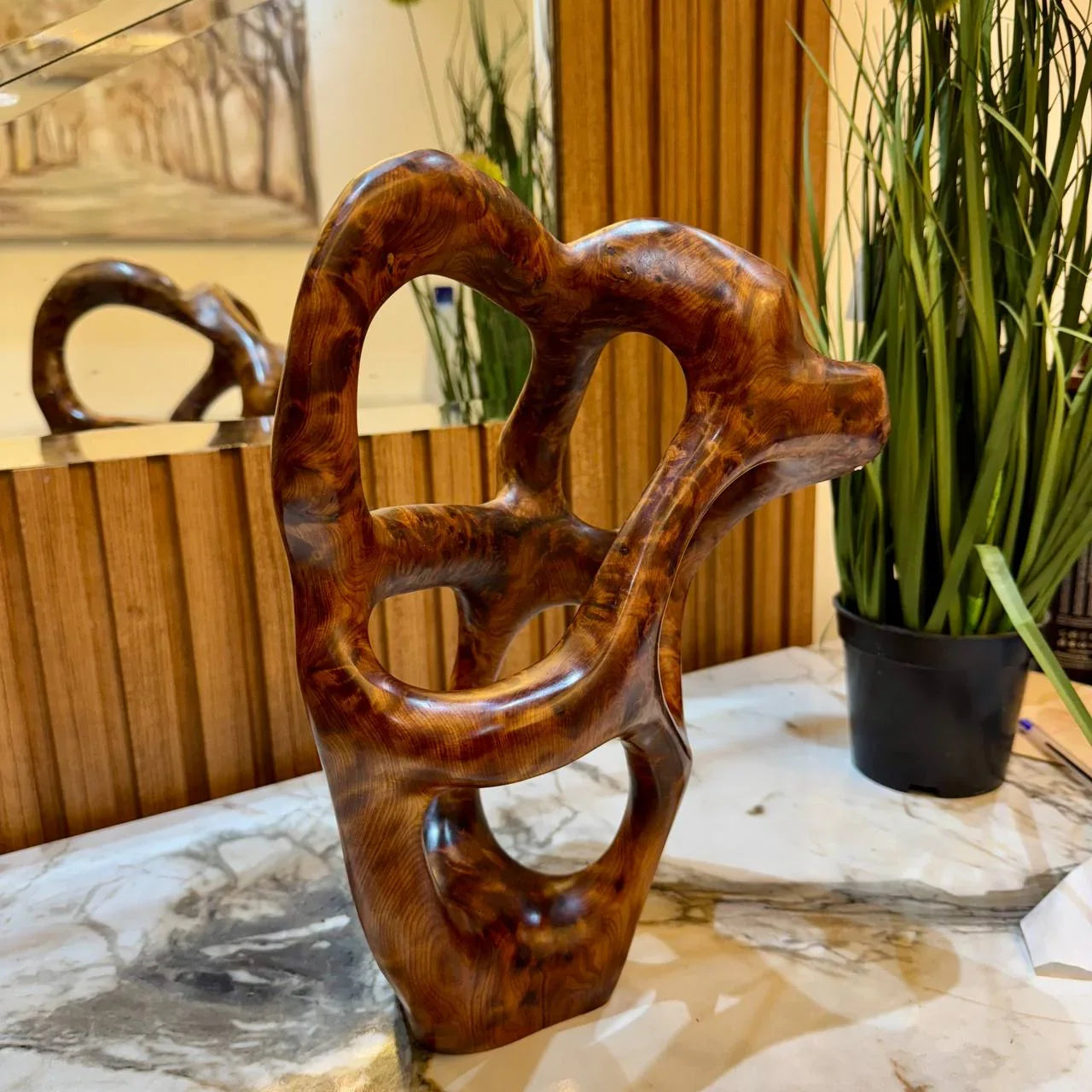 Abstract Wooden Sculpture Decor