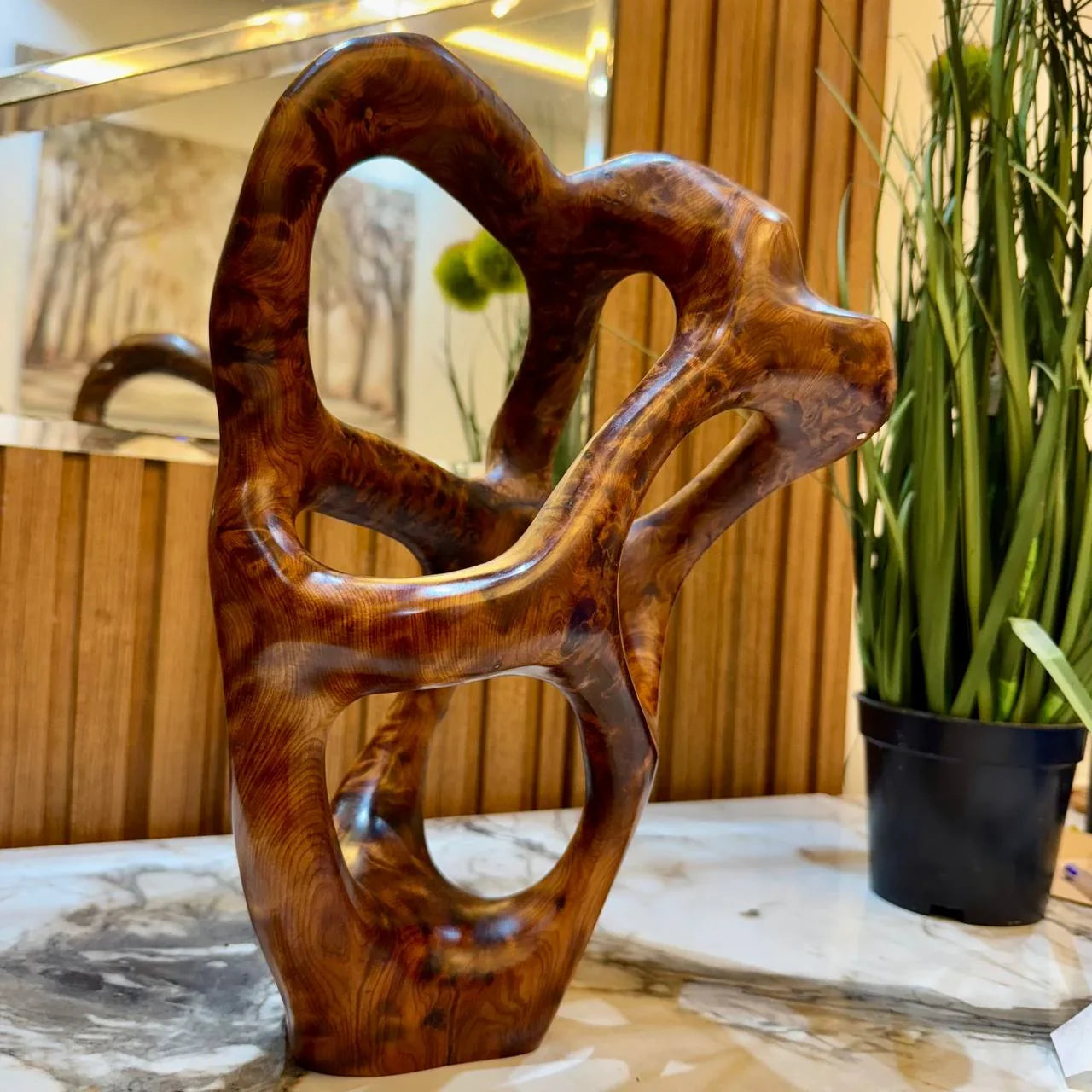Abstract Wooden Sculpture Decor