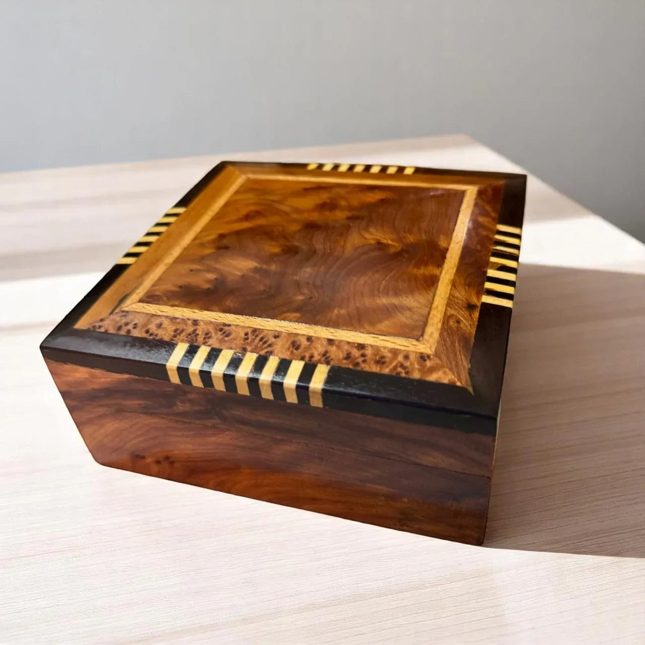 Set of 2 Jewelry Wooden Boxes – Handmade Thuya Burl Storage - AtlasMuseCrafts