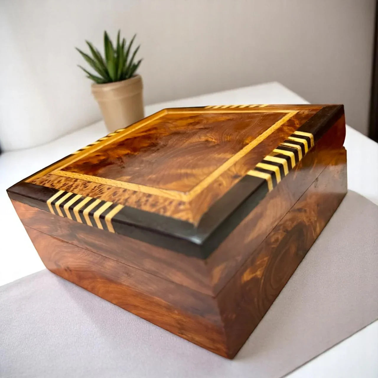 Set of 2 Jewelry Wooden Boxes – Handmade Thuya Burl Storage - AtlasMuseCrafts