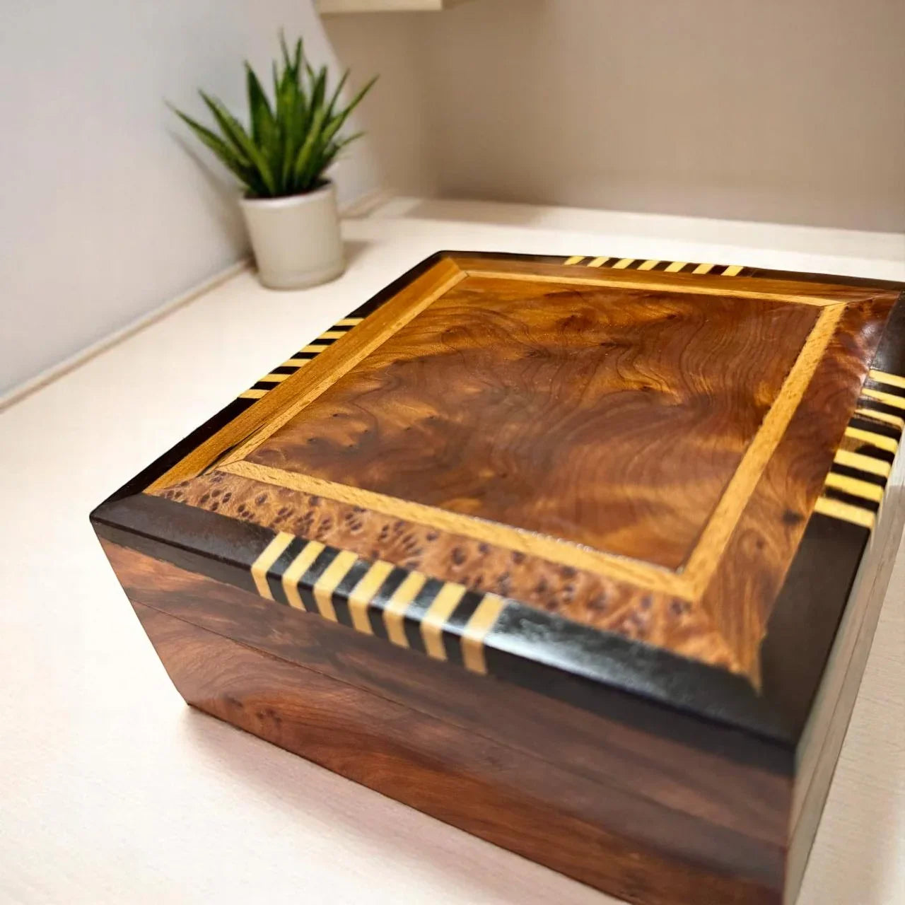 Set of 2 Jewelry Wooden Boxes – Handmade Thuya Burl Storage - AtlasMuseCrafts