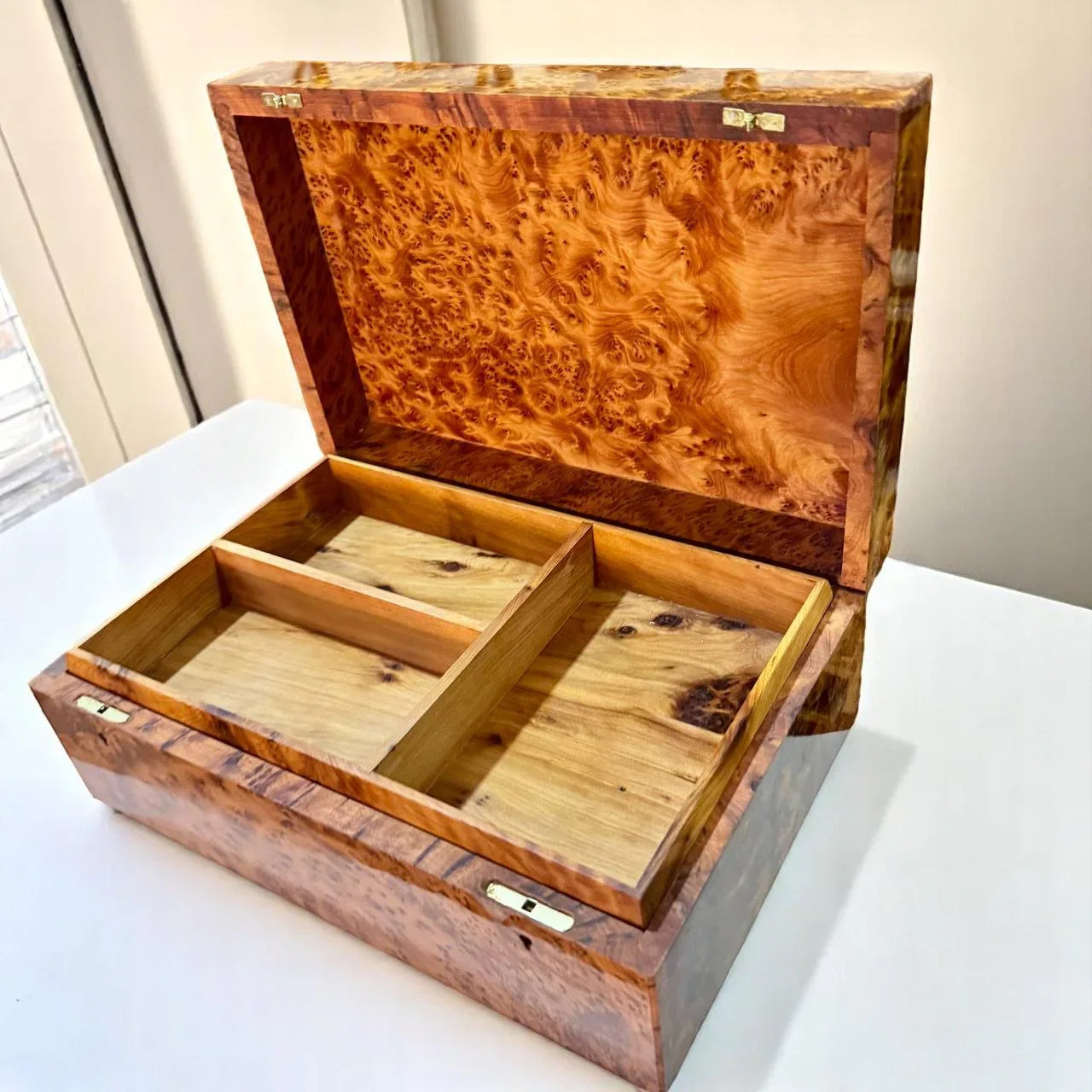 Handcrafted Wooden Jewelry Box Organizer With Key - AtlasMuseCrafts
