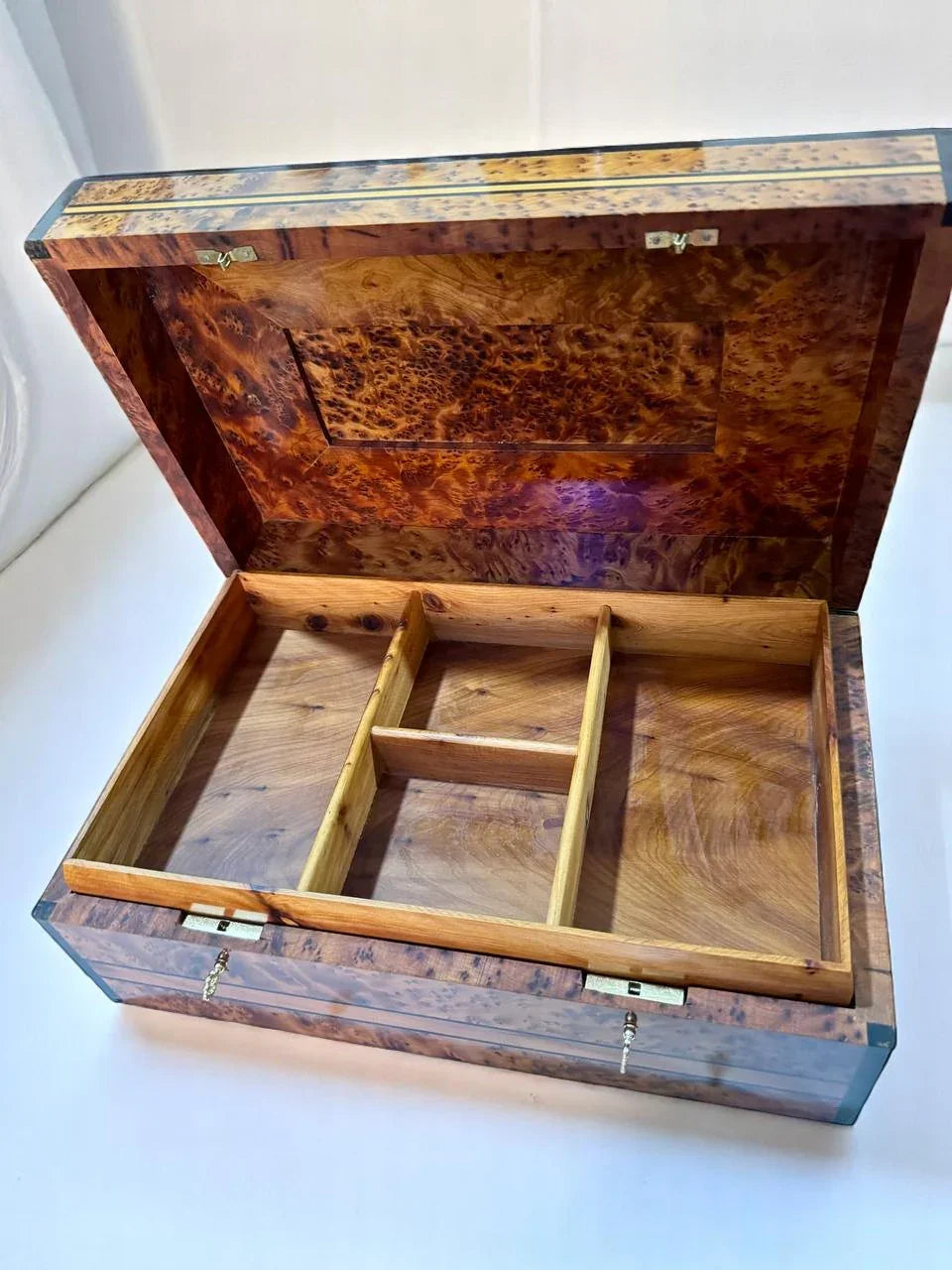 Decorative Handcrafted Wooden Jewelry Box Organizer With Key - AtlasMuseCrafts