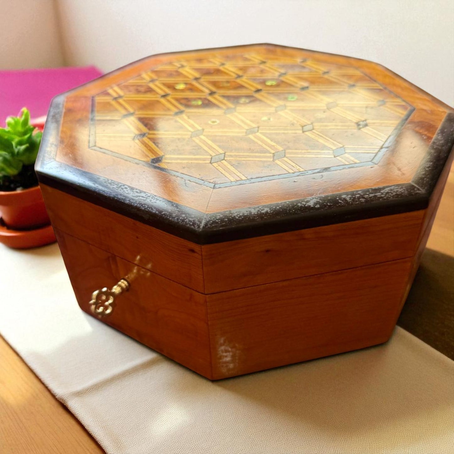 Wooden Box Organizer With Key