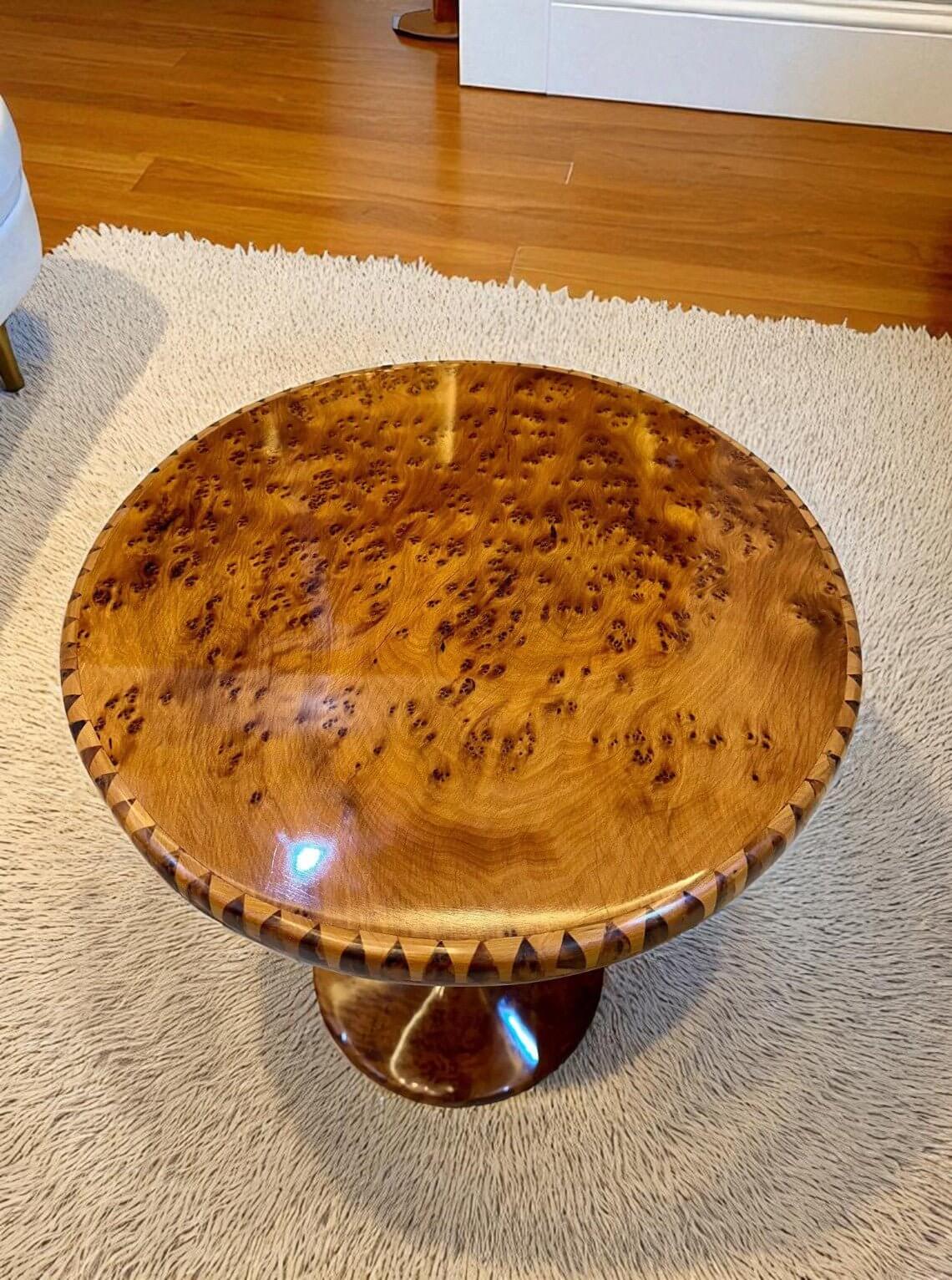 Handmade Moroccan solid wood coffee table with decorative inlay